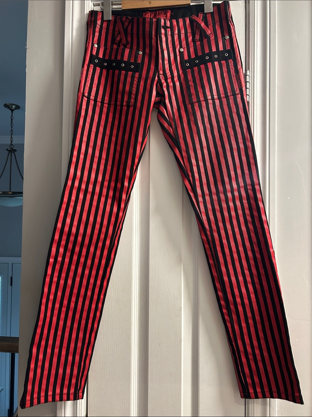 Tripp NYC Red & Black Striped Skinny Jeans
